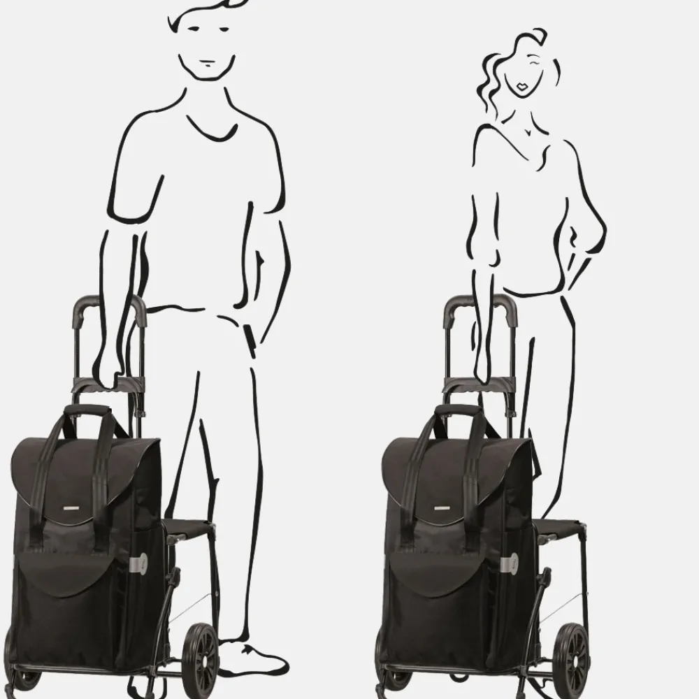 Boodschappentrolleys^Andersen Komfort Shopper Senta Stoel boodschappentrolley zwart