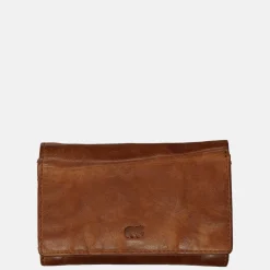 Dames Portemonnees^Bear Design Flappie portemonnee cognac