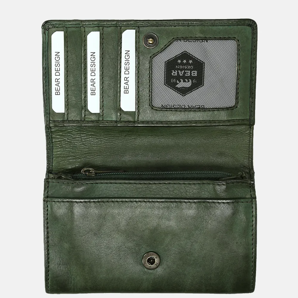 Dames Portemonnees^Bear Design Flappie portemonnee olive
