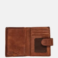 Heren Portemonnees | Gepersonaliseerde Portemonnees^Bear Design Kris billfold voor pasjeshouder cognac
