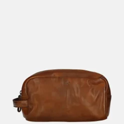 Toilettassen^Bear Design toilettas cognac