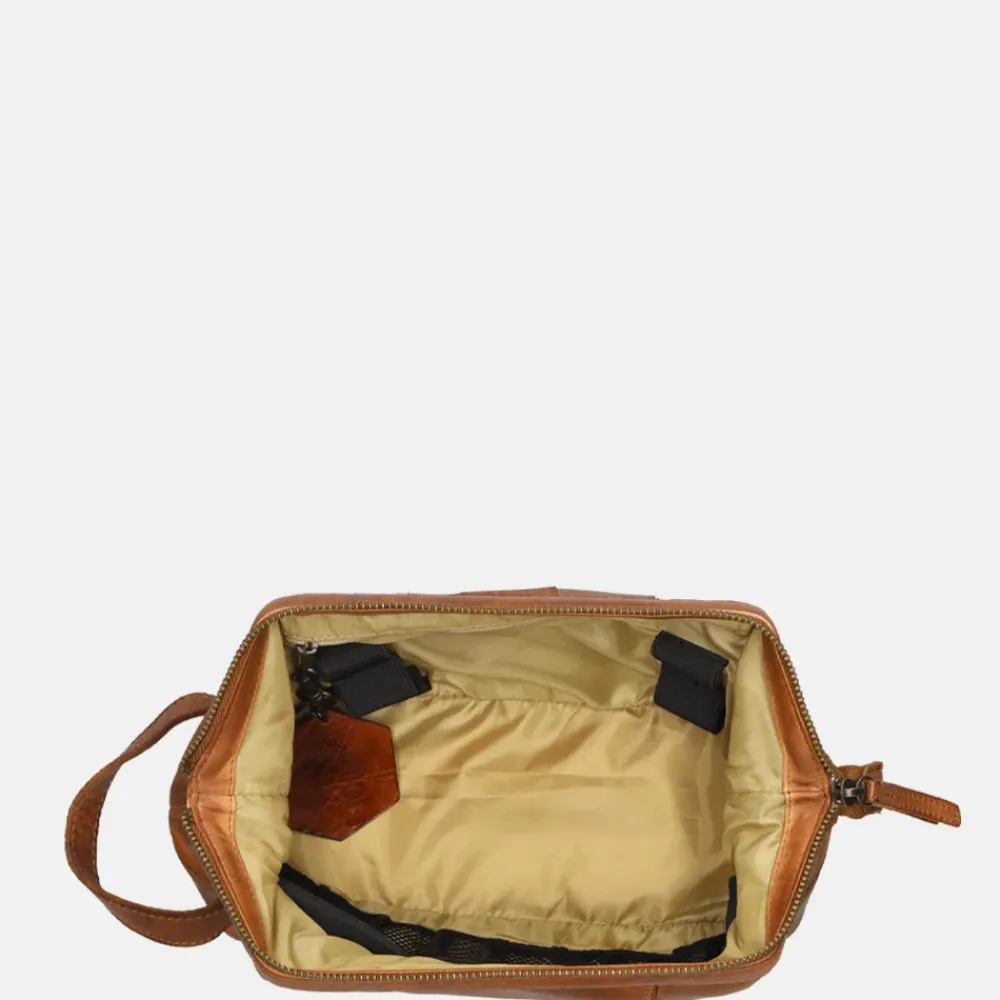 Toilettassen^Bear Design toilettas cognac