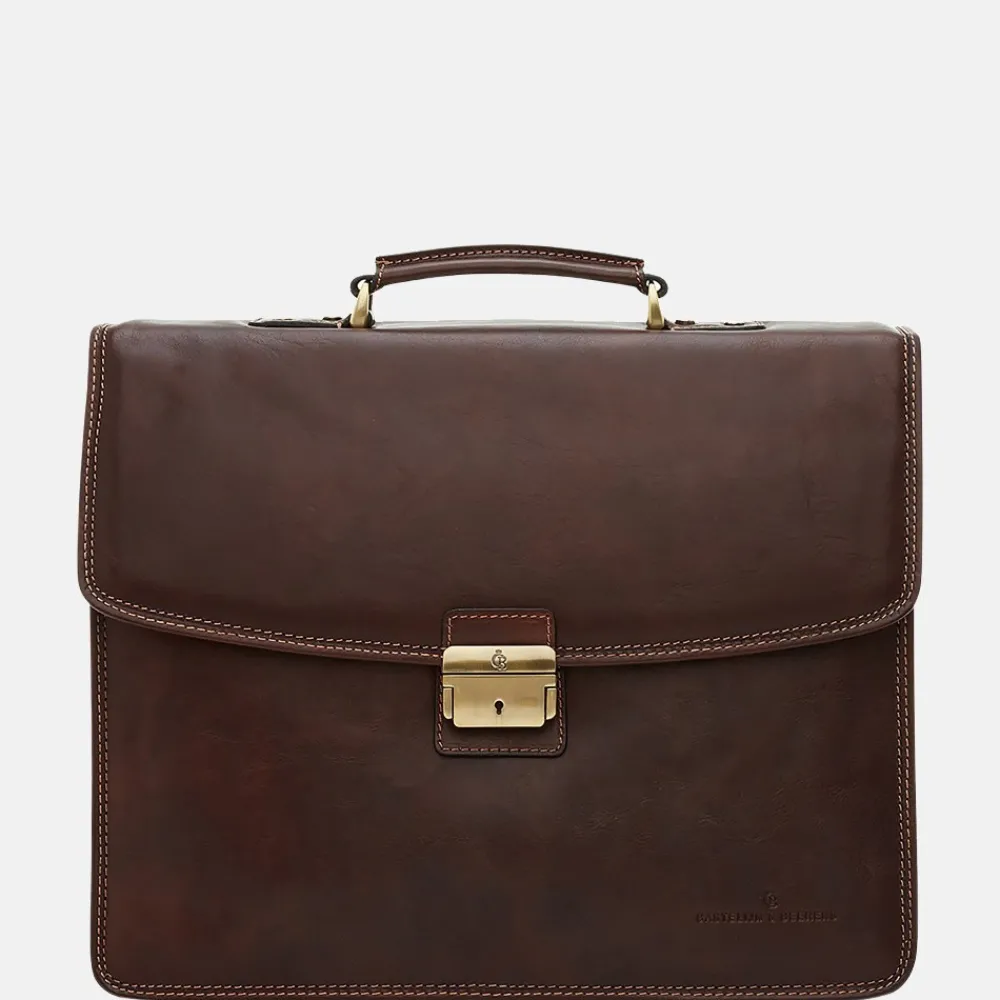 Heren Laptoptassen^Castelijn en Beerens Castelijn & Beerens Verona aktetas 15.6 inch mocca