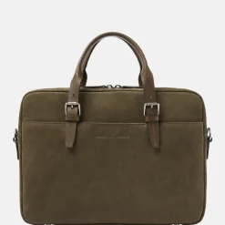 Heren Laptoptassen^Castelijn en Beerens Nubuck laptoptas 15 inch dark military
