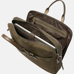 Heren Laptoptassen^Castelijn en Beerens Nubuck laptoptas 15 inch dark military