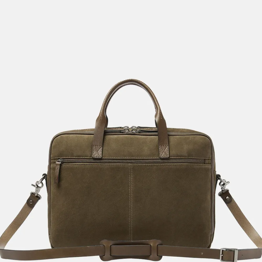 Heren Laptoptassen^Castelijn en Beerens Nubuck laptoptas 15 inch dark military