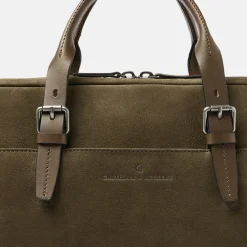Heren Laptoptassen^Castelijn en Beerens Nubuck laptoptas 15 inch dark military