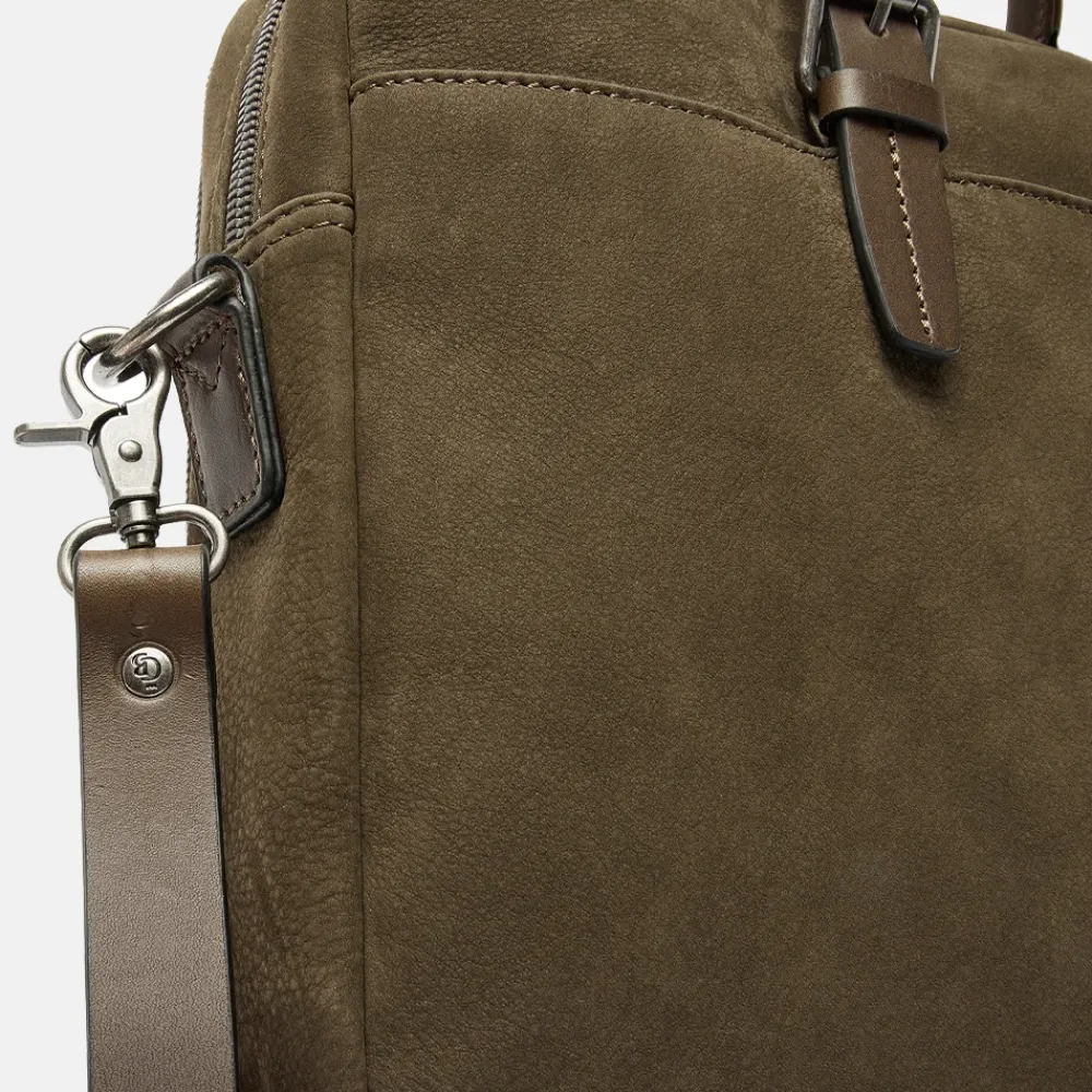 Heren Laptoptassen^Castelijn en Beerens Nubuck laptoptas 15 inch dark military