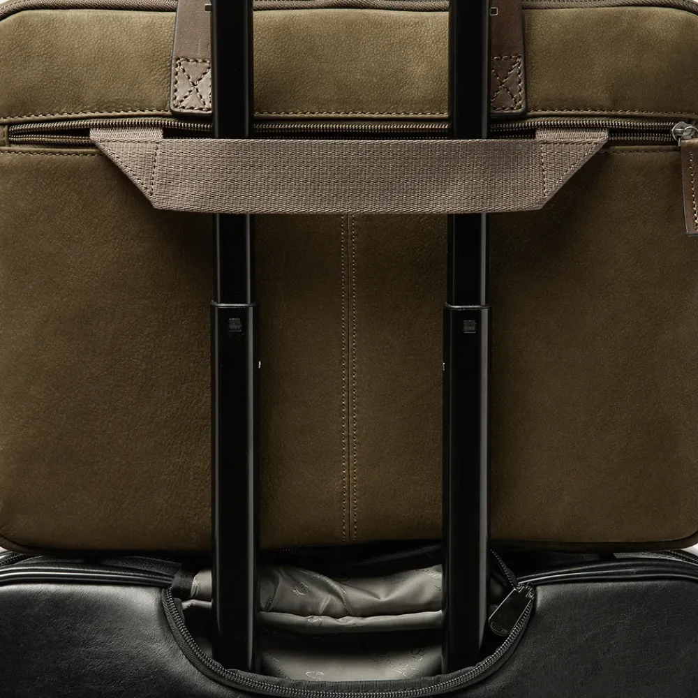 Heren Laptoptassen^Castelijn en Beerens Nubuck laptoptas 15 inch dark military