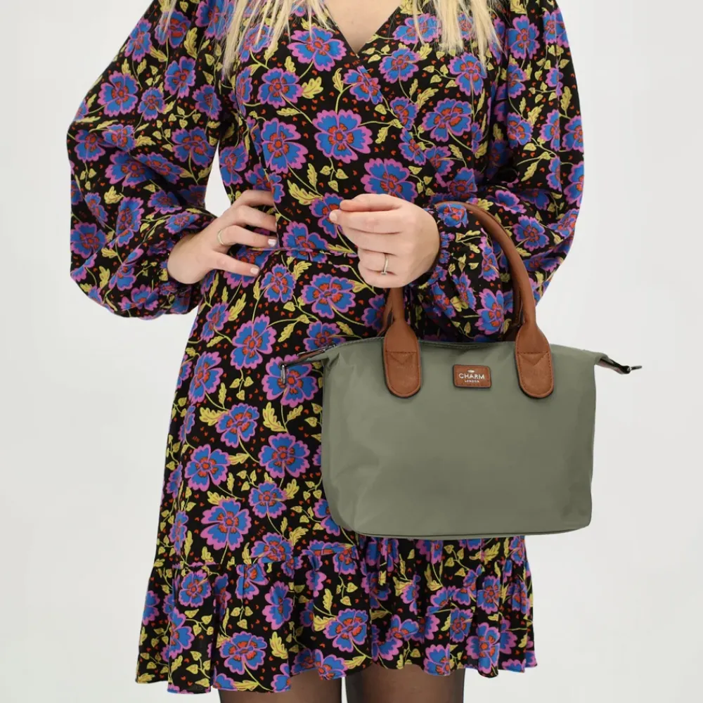 Handtassen^Charm London Buckingham handtas S olijfgroen