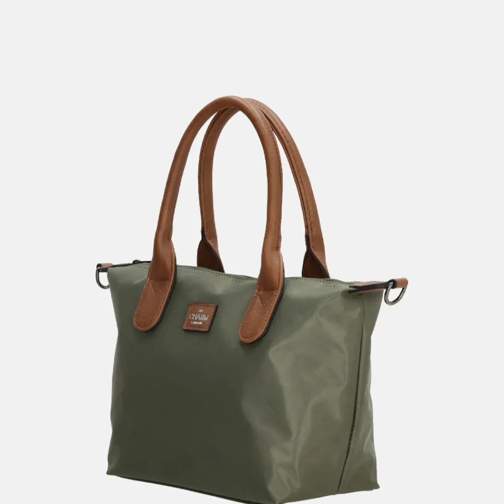 Handtassen^Charm London Buckingham handtas S olijfgroen