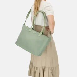 Dames Laptoptassen^Charm London Buckingham Mono shopper met 15.6 inch laptopvak L lichtgroen