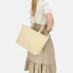 Dames Laptoptassen^Charm London Buckingham Mono shopper met 15.6 inch laptopvak L creme