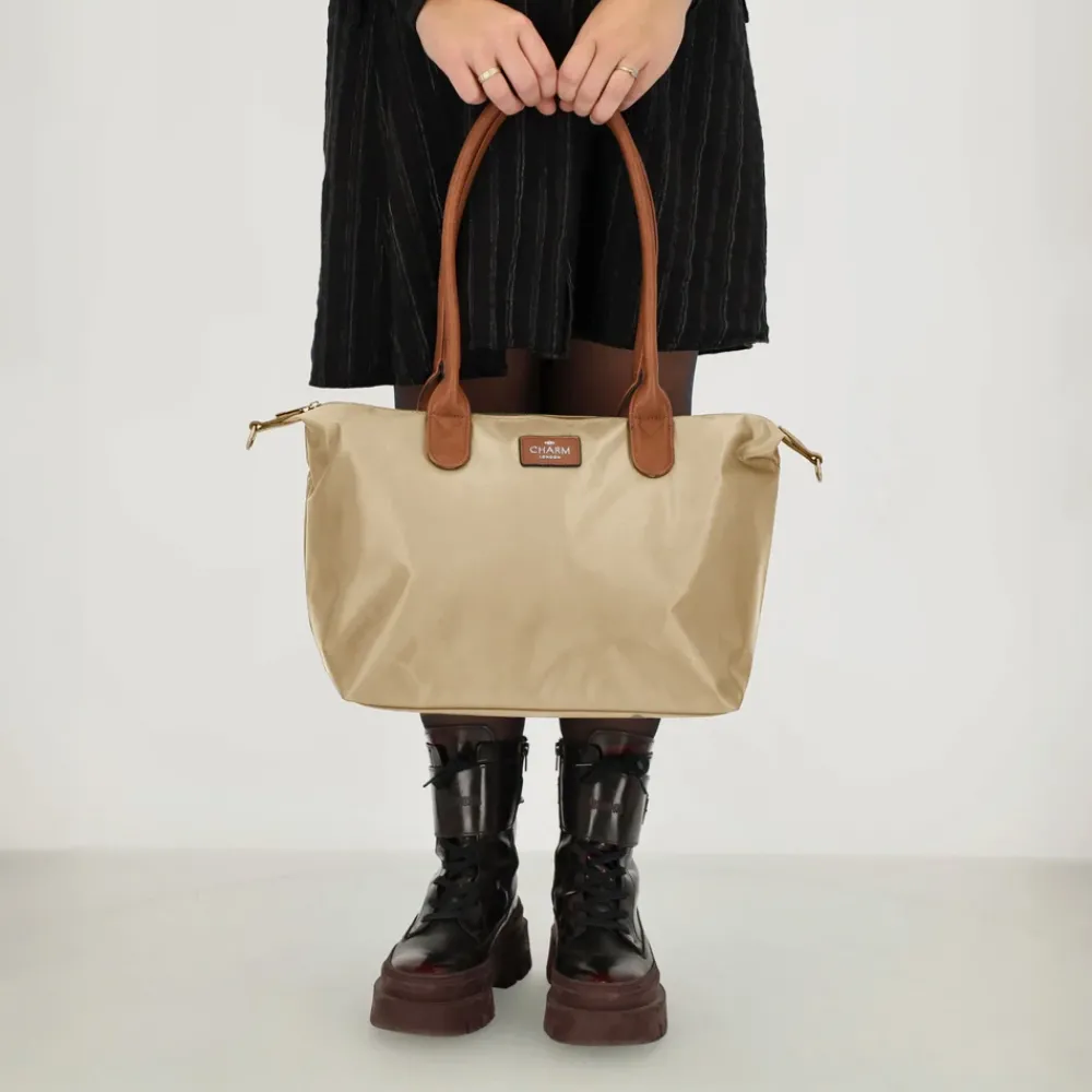 Shoppers^Charm London Buckingham shopper L zand