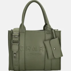 Shoppers^Charm London Debossed shopper M natuur groen