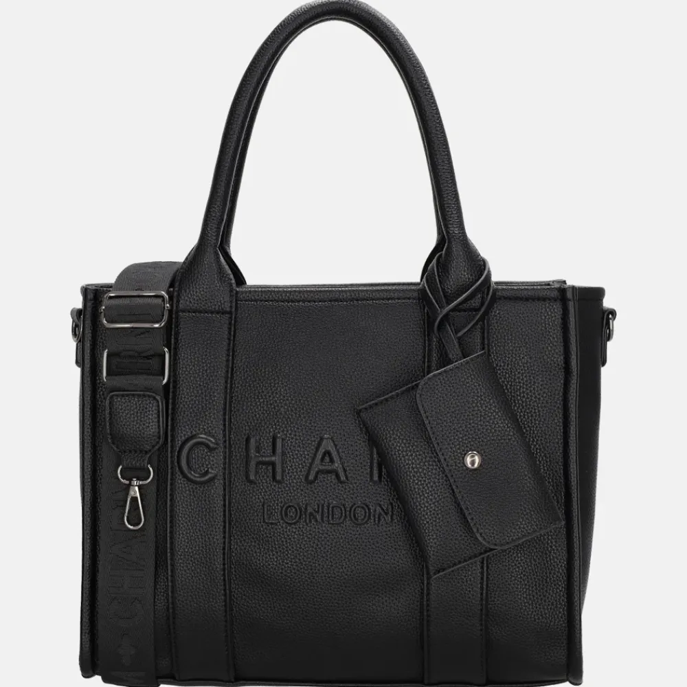 Shoppers^Charm London Debossed shopper M zwart
