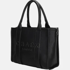 Shoppers^Charm London Debossed shopper M zwart