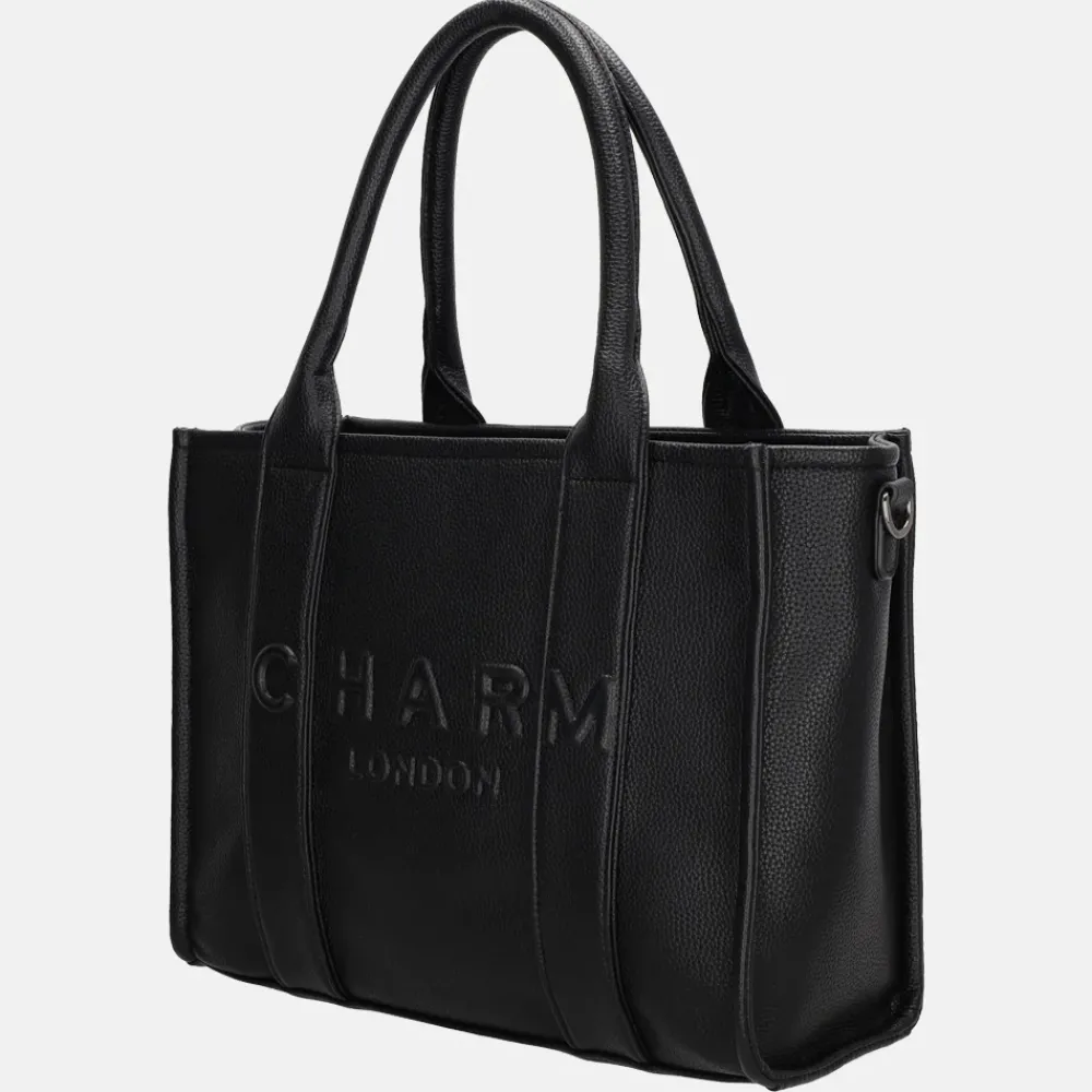 Shoppers^Charm London Debossed shopper M zwart