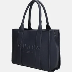 Shoppers^Charm London Debossed shopper M blauw