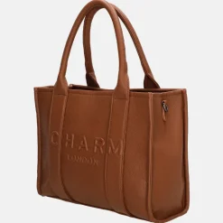 Shoppers^Charm London Debossed shopper M bruin
