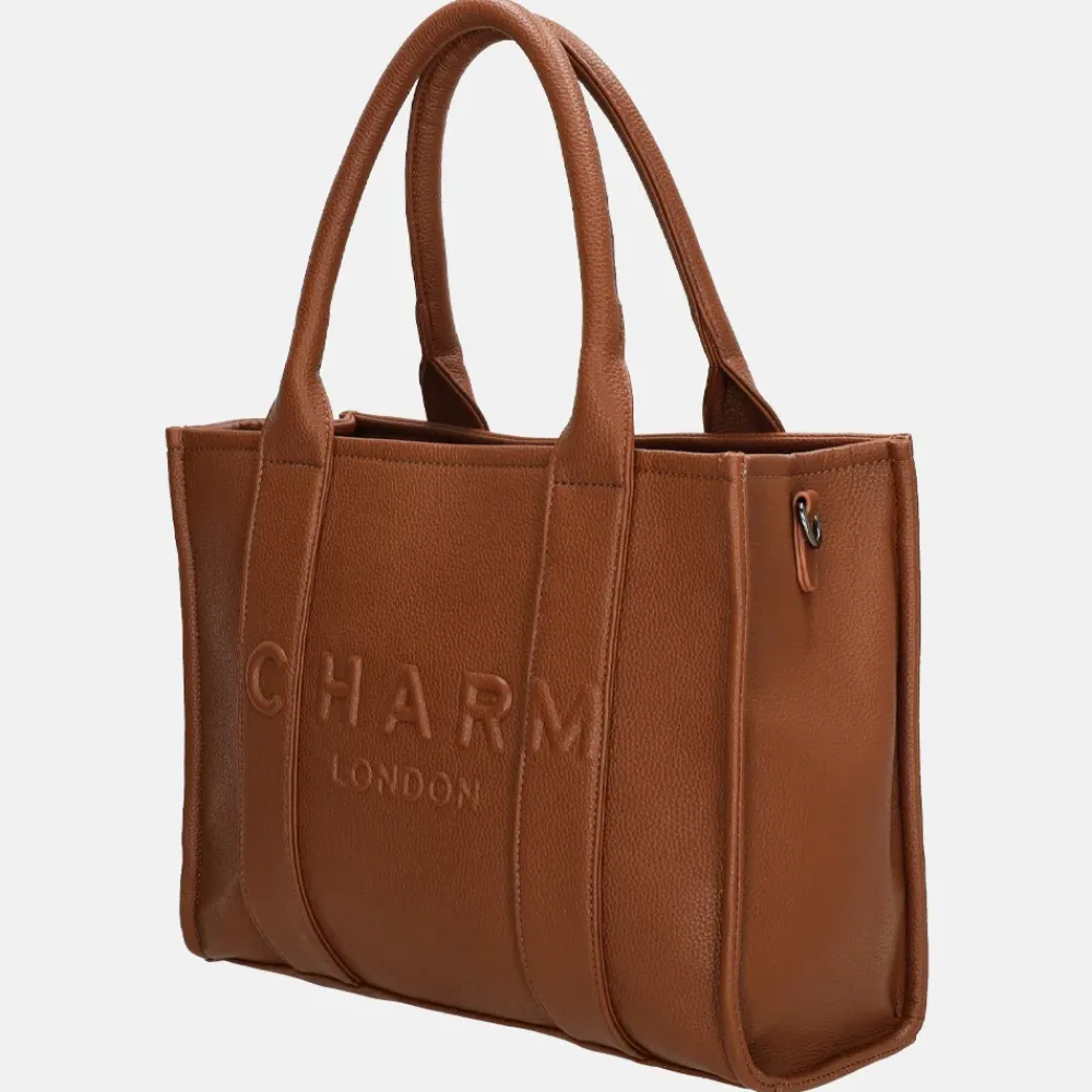 Shoppers^Charm London Debossed shopper M bruin