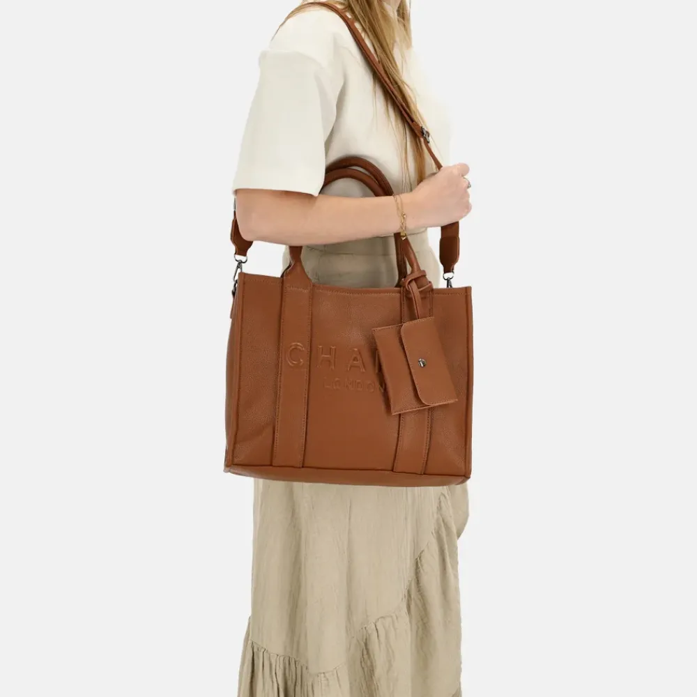 Shoppers^Charm London Debossed shopper M bruin