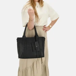 Shoppers^Charm London Debossed shopper M zwart