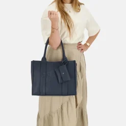 Shoppers^Charm London Debossed shopper M blauw
