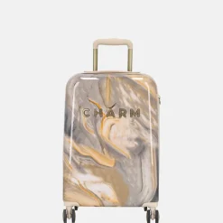 Handbagage Koffers^Charm London marble handbagage koffer 54 cm lichtgrijs