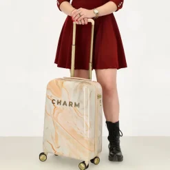 Handbagage Koffers^Charm London marble handbagage koffer 54 cm creme