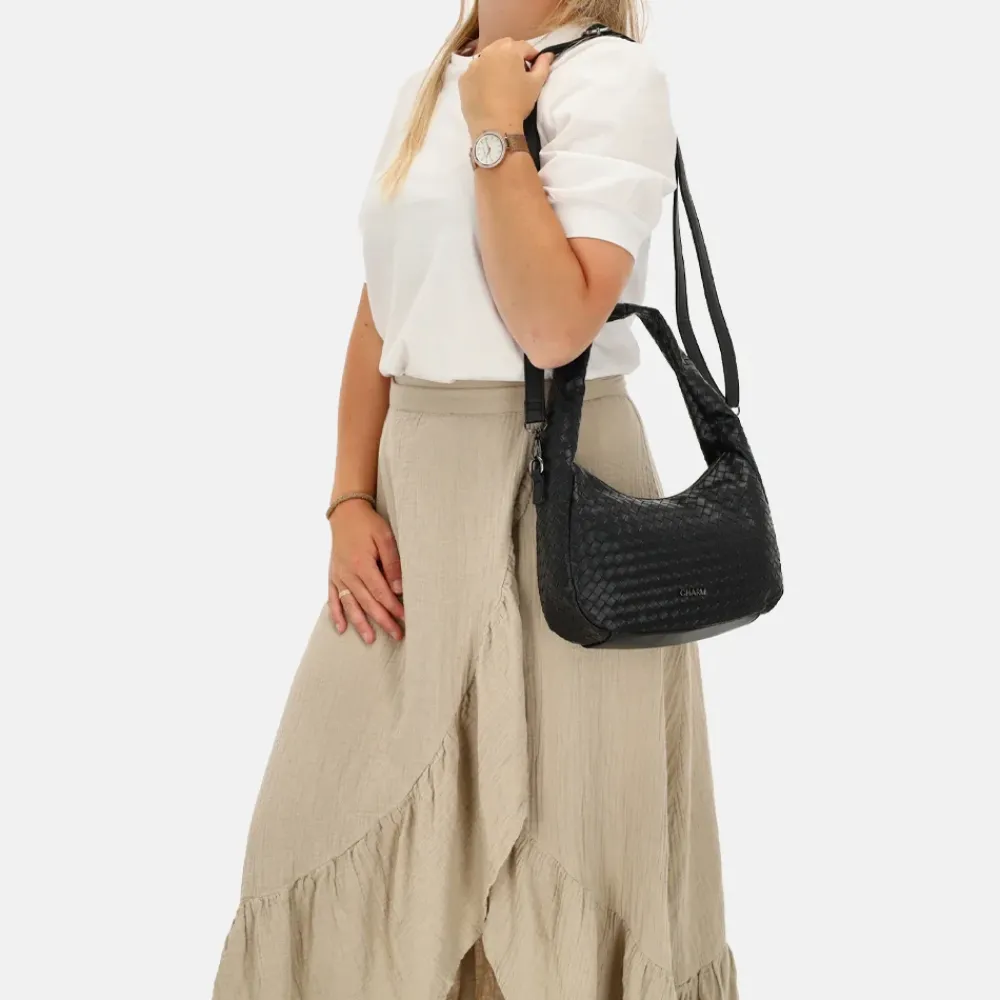 Schoudertassen^Charm London Maribello schoudertas zwart