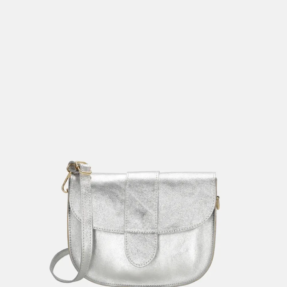 Crossbody Tassen^Charm London metallic crossbody tas zilver
