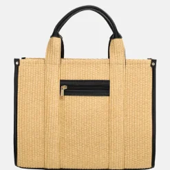 Handtassen^Charm London Raffia handtas M zand