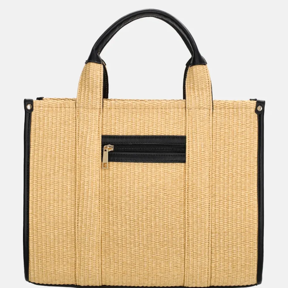 Handtassen^Charm London Raffia handtas M zand