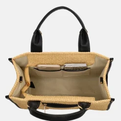 Handtassen^Charm London Raffia handtas M zand