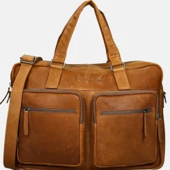 Heren Laptoptassen^Chesterfield laptoptas 17 inch cognac