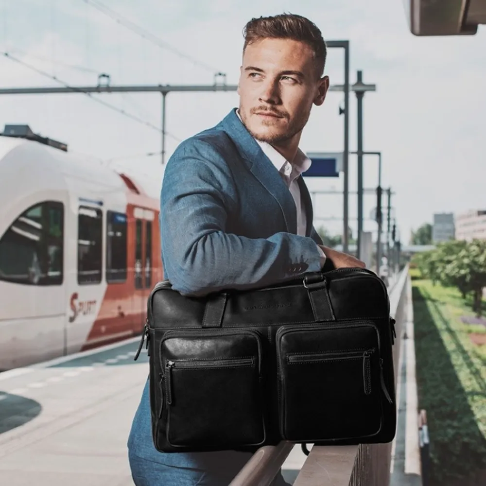 Heren Laptoptassen^Chesterfield laptoptas 17 inch black