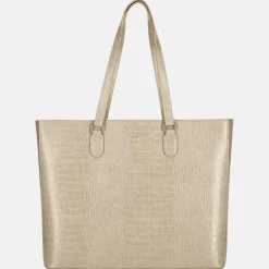 Schoolhandtassen | Dames Laptoptassen^Duifhuizen croco shopper met laptopvak lichttaupe