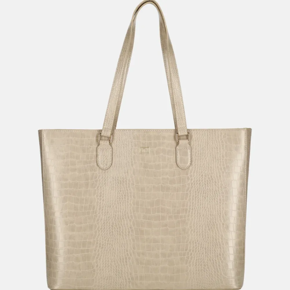Schoolhandtassen | Dames Laptoptassen^Duifhuizen croco shopper met laptopvak lichttaupe