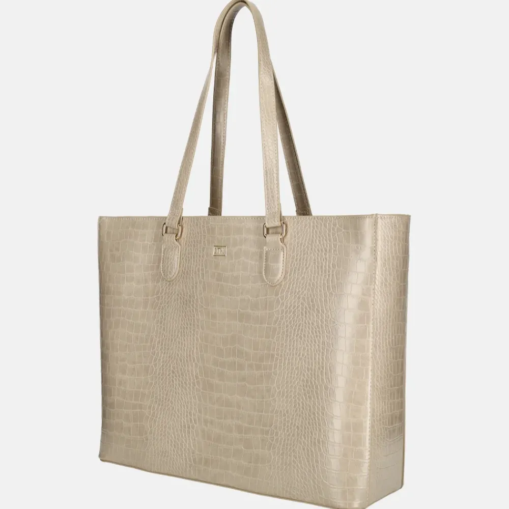 Schoolhandtassen | Dames Laptoptassen^Duifhuizen croco shopper met laptopvak lichttaupe