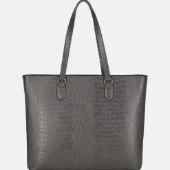 Schoolhandtassen | Dames Laptoptassen^Duifhuizen croco shopper met laptopvak middengrijs