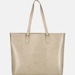 Schoolhandtassen | Dames Laptoptassen^Duifhuizen croco shopper met laptopvak lichttaupe
