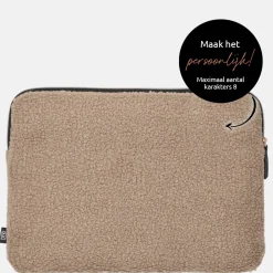 School Accessoires | Gepersonaliseerde Laptophoezen^Duifhuizen laptophoes 15 inch taupe teddy