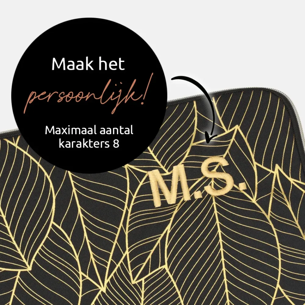 School Accessoires | Gepersonaliseerde Laptophoezen^Duifhuizen laptophoes 15 inch zwart goud blad