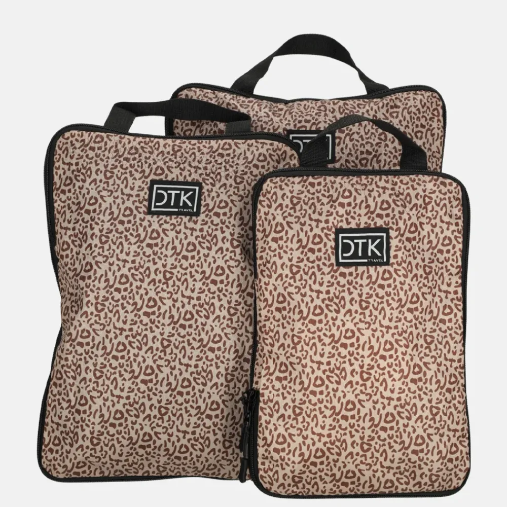 Inpakaccessoires^Duifhuizen packing cubes set compressie panter print