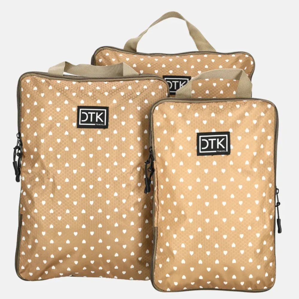Inpakaccessoires^Duifhuizen packing cubes set compressie taupe
