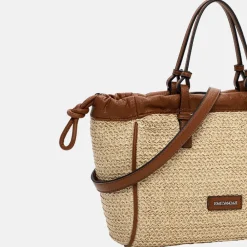 Handtassen^Emily & Noah Elda handtas raffia sand
