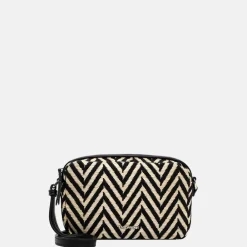Crossbody Tassen^Emily & Noah Raffia crossbody tas black/taupe