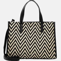 Handtassen^Emily & Noah Raffia handtas M black/taupe