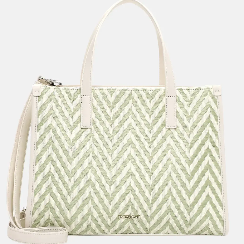 Handtassen^Emily & Noah Raffia handtas M pistachio